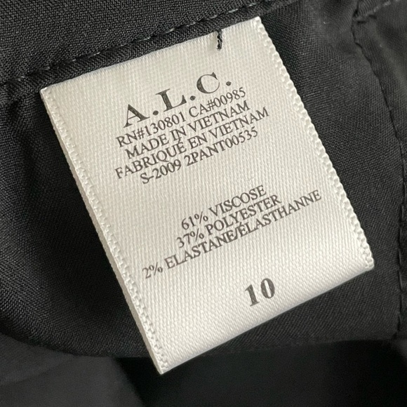 A.L.C. Women's 10 Diego Paperbag Trousers Belted Tapered Leg Grey Stripe Metalli - Picture 10 of 16